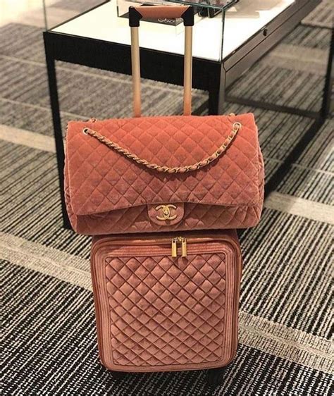 pink velvet chanel luggage|real real chanel luggage.